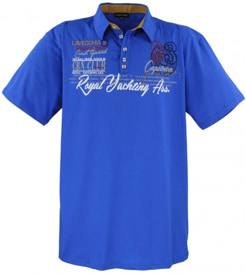 Lavecchia 4688 Printed Jersey Poloshirt Royal Blue - Polo majice - Muške Polo Majice Veliki Brojevi