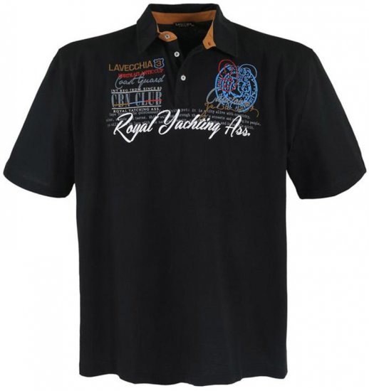 Lavecchia 4688 Printed Jersey Poloshirt Black - Polo majice - Muške Polo Majice Veliki Brojevi