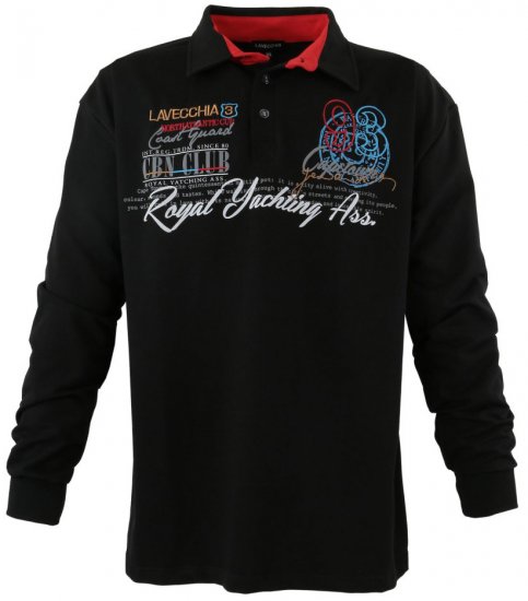 Lavecchia 2024 Printed Sweatshirt with collar Black - Puloveri & dukserice - Muške Puloveri & dukserice veliki brojevi