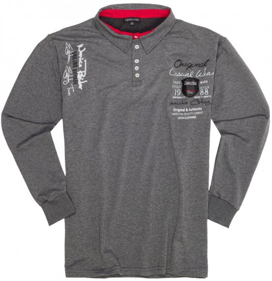 Lavecchia 2025 Printed Sweatshirt with collar Charcoal - Puloveri & dukserice - Muške Puloveri & dukserice veliki brojevi