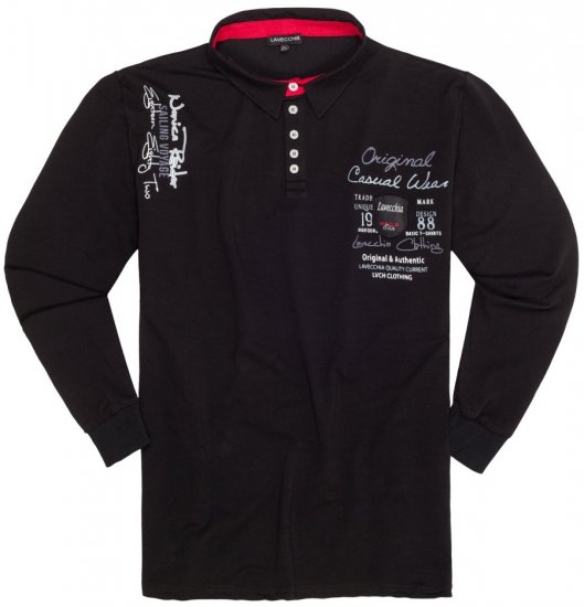 Lavecchia 2025 Printed Sweatshirt with collar Black - Puloveri & dukserice - Muške Puloveri & dukserice veliki brojevi