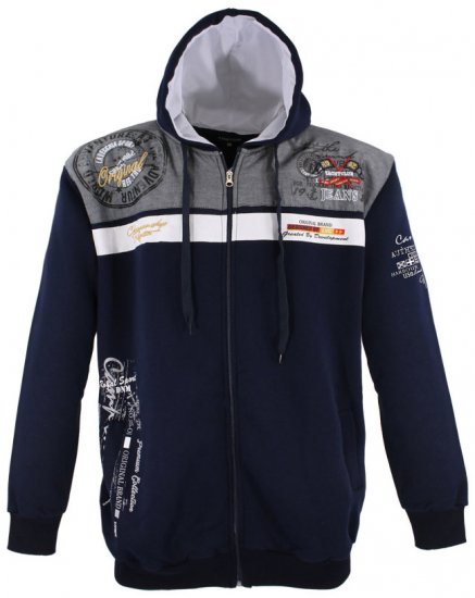 Lavecchia 2022 Printed Zipper Hoodie Navy - Puloveri & dukserice - Muške Puloveri & dukserice veliki brojevi