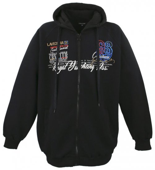 Lavecchia 612 Printed Zipper Hoodie Black - Puloveri & dukserice - Muške Puloveri & dukserice veliki brojevi
