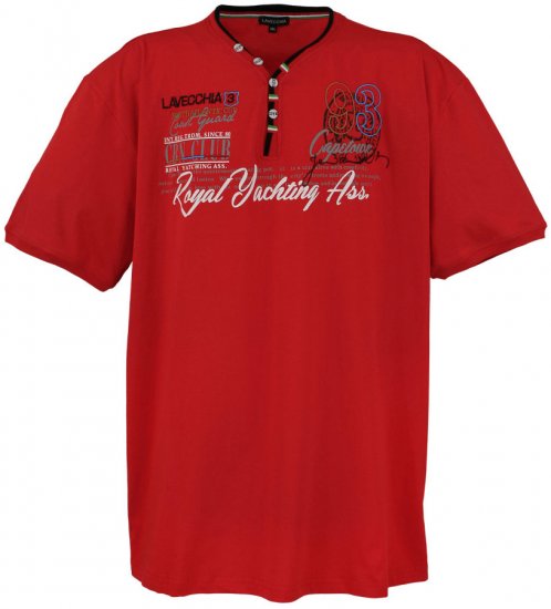 Lavecchia 608 Printed T-shirt Red - Majice Kratkih Rukava - Muške Majice Kratkih Rukava Veliki Brojevi 