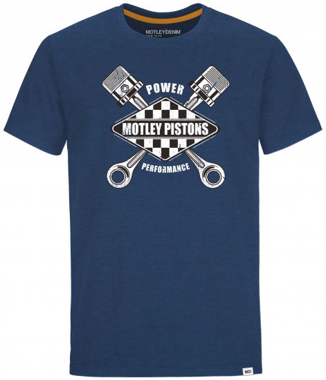 Motley Denim Leyton T-shirt Dark Indigo - Majice Kratkih Rukava - Muške Majice Kratkih Rukava Veliki Brojevi 
