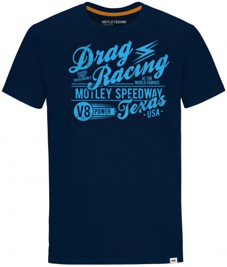 Motley Denim Lincoln T-shirt Navy - Majice Kratkih Rukava - Muške Majice Kratkih Rukava Veliki Brojevi 
