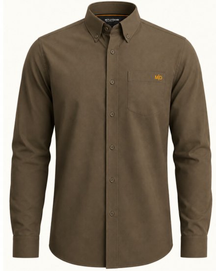 Motley Denim Lisbon Long Sleeve Shirt Dark Khaki - Košulje - Muške Košulje Veliki Brojevi