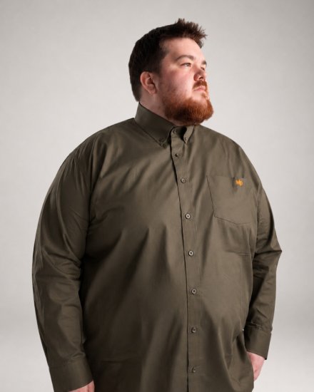 Motley Denim Lisbon Long Sleeve Shirt Dark Khaki - Košulje - Muške Košulje Veliki Brojevi