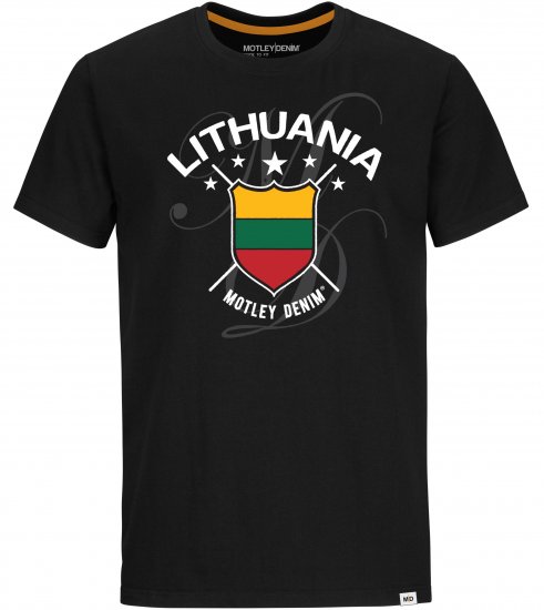 Motley Denim Lithuania T-shirt Black - Majice Kratkih Rukava - Muške Majice Kratkih Rukava Veliki Brojevi 