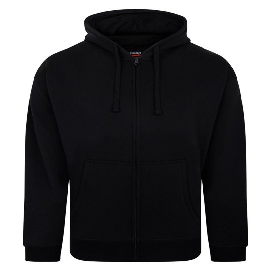 Espionage LW162 Hooded Zip Through Sweat Shirt Crna - Puloveri & dukserice - Muške Puloveri & dukserice veliki brojevi