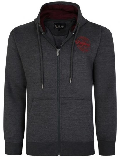 Kam Jeans 7060 Zip Thru Originals Denim Hoodie Charcoal - Puloveri & dukserice - Muške Puloveri & dukserice veliki brojevi
