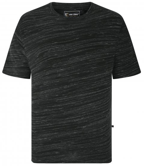 Kam Jeans 5738 Injected Marl Crew Neck T-Shirt Black - Majice Kratkih Rukava - Muške Majice Kratkih Rukava Veliki Brojevi 