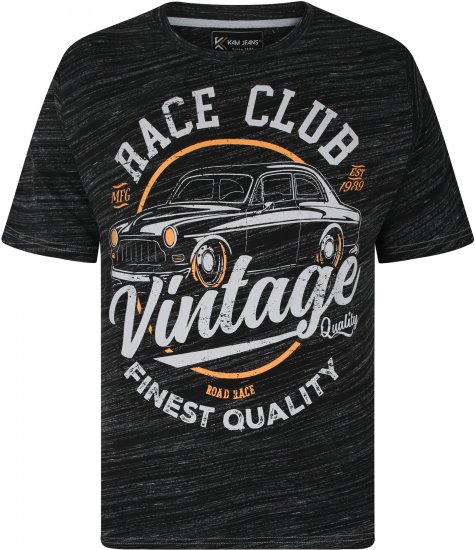 Kam Jeans 5740 Race Club Injected Marl Tee Black - Majice Kratkih Rukava - Muške Majice Kratkih Rukava Veliki Brojevi 