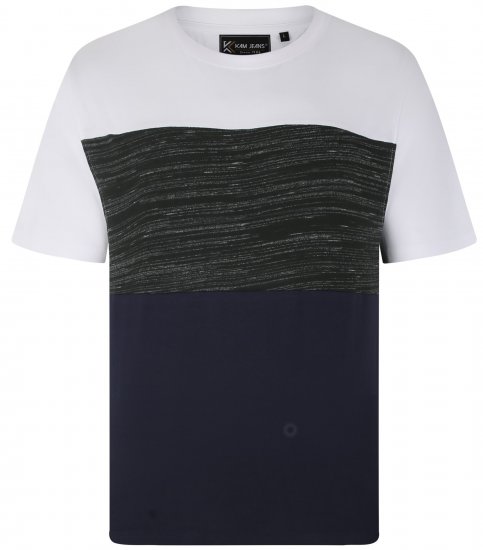 Kam Jeans 5739 Contrast Panel Cut & Saw T-Shirt Charcoal - Majice Kratkih Rukava - Muške Majice Kratkih Rukava Veliki Brojevi 