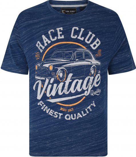 Kam Jeans 5740 Race Club Injected Marl Tee Indigo - Majice Kratkih Rukava - Muške Majice Kratkih Rukava Veliki Brojevi 