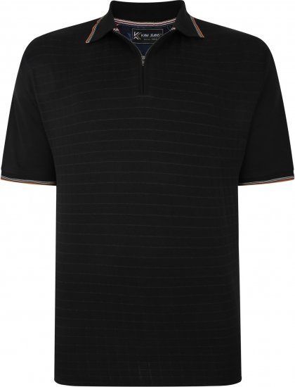 Kam Jeans 5491 Jersey Weave 1/4 Zip Polo Black - Polo majice - Muške Polo Majice Veliki Brojevi
