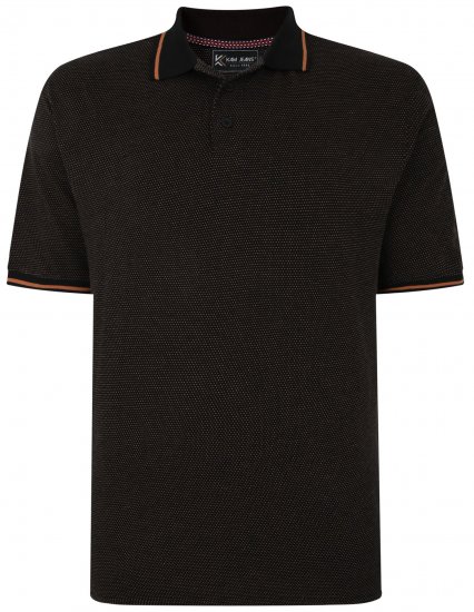 Kam Jeans 5486 Dobby Print Jersey Polo Black - Polo majice - Muške Polo Majice Veliki Brojevi