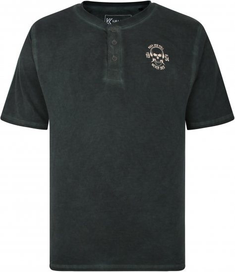 Kam Jeans 5741 Acid Wash Skull Print Tee Charcoal - Majice Kratkih Rukava - Muške Majice Kratkih Rukava Veliki Brojevi 