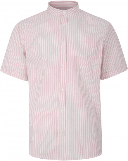 Kam Jeans 6288 Grandad Stripe Short Sleeve Shirt with Collar Pink - Košulje - Muške Košulje Veliki Brojevi