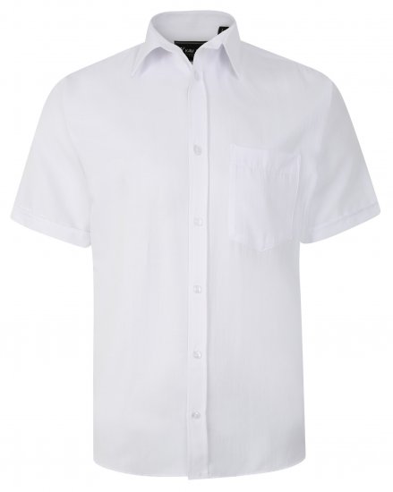 Kam Jeans 6283 Casual SS Herringbone Shirt White - Košulje - Muške Košulje Veliki Brojevi