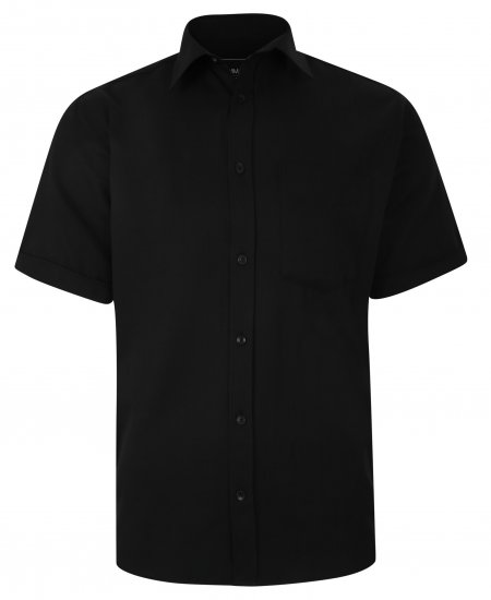 Kam Jeans 6283 Casual SS Herringbone Shirt Black - Košulje - Muške Košulje Veliki Brojevi