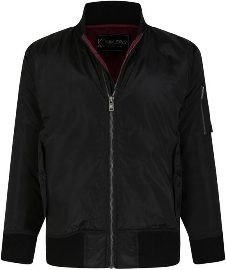 Kam Jeans KV126 Traditional Style Bomber Jacket Black - Jakne - Muške Jakne Veliki Brojevi
