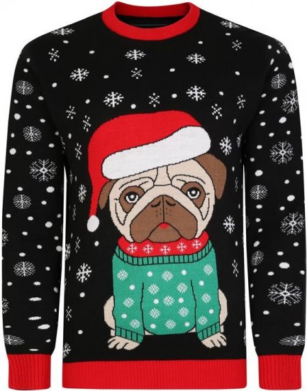 Kam Jeans X024 Bulldog Santa Xmas Sweatshirt Black - Puloveri & dukserice - Muške Puloveri & dukserice veliki brojevi