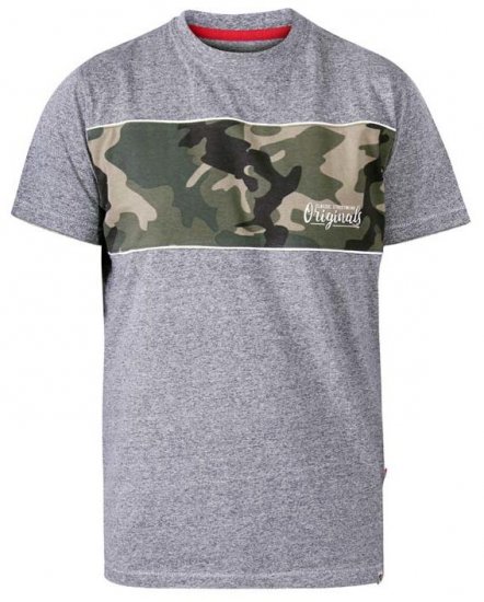 D555 Major Camo Print Crew Neck T-Shirt Grey - Majice Kratkih Rukava - Muške Majice Kratkih Rukava Veliki Brojevi 