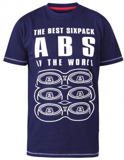 D555 Marco Best Sixpack Abs Crew Neck Printed T-Shirt Navy - Majice Kratkih Rukava - Muške Majice Kratkih Rukava Veliki Brojevi 
