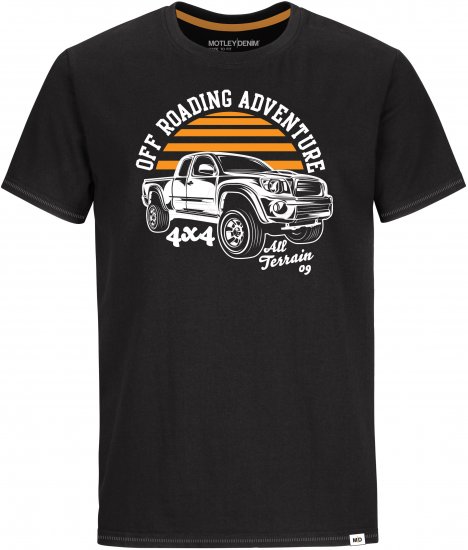 Motley Denim Meltham T-shirt Black - Majice Kratkih Rukava - Muške Majice Kratkih Rukava Veliki Brojevi 