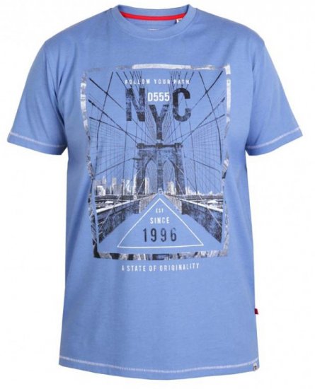 D555 Monty T-shirt Blue - Majice Kratkih Rukava - Muške Majice Kratkih Rukava Veliki Brojevi 