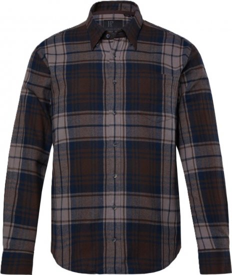JP1880 Shirt Flannel Long Sleeve Brown TALL - MUŠKA ODJEĆA MT-6XLT - Odjeća za Visoke Muškarce