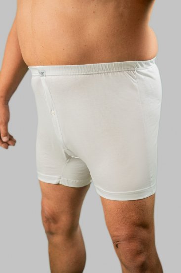 20 Nodi Combed Cotton Jersey Boxer with Front Button Fly White - Donje rublje & kupaće hlače - muške donje rublje veliki brojevi