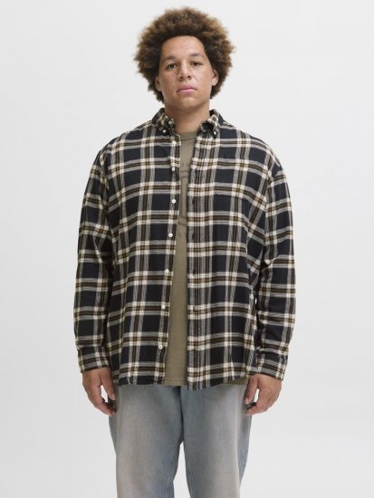 Jack & Jones Classic Flannel Long Sleeve Shirt Black - Košulje - Muške Košulje Veliki Brojevi