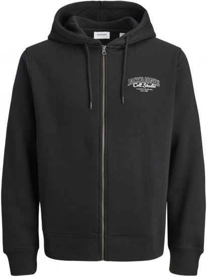 Jack & Jones Makoto Hoodie with Zipper Black - Puloveri & dukserice - Muške Puloveri & dukserice veliki brojevi