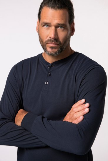 JP1880 Henley Long Sleeved Night Dress Navy - Donje rublje & Kupaće hlače - muške donje rublje veliki brojevi