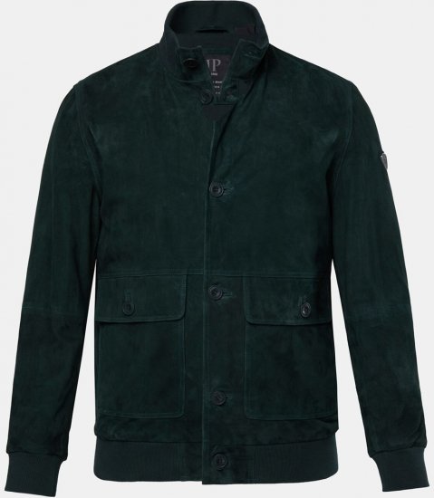 JP1880 Leather Jacket Suede with Stand-up Collar Dark Green - Jakne - Muške Jakne Veliki Brojevi