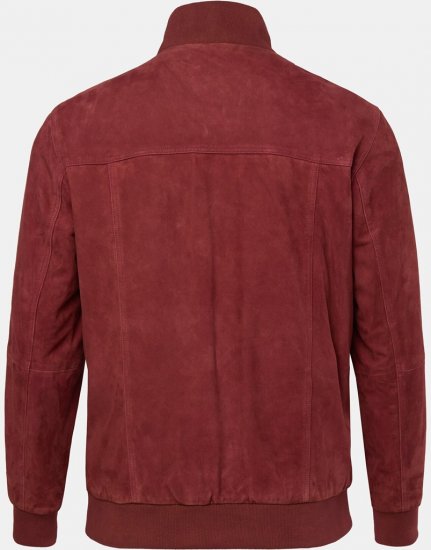 JP1880 Leather Jacket Suede with Stand-up Collar Red - Jakne - Muške Jakne Veliki Brojevi