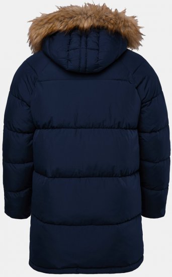 JP1880 Quilted Parka Lightweight and Warm with Faux Fur Hood Navy - Jakne - Muške Jakne Veliki Brojevi