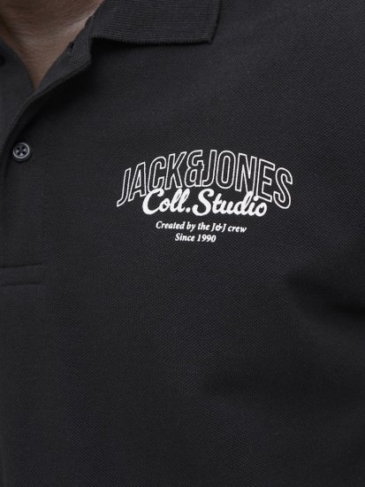 Jack & Jones Makoto Polo Short Sleeve Black - Polo majice - Muške Polo Majice Veliki Brojevi