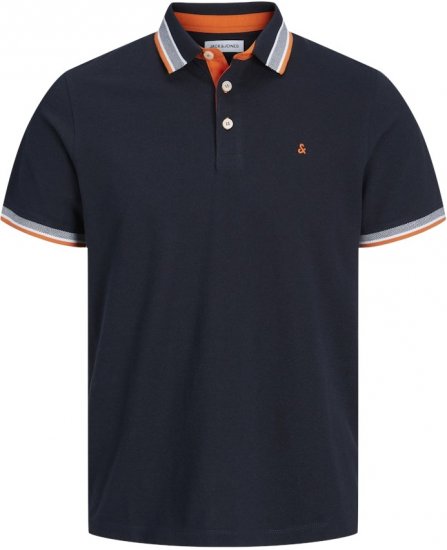 Jack & Jones Paulos Short Sleeve Polo Black Navy - Polo majice - Muške Polo Majice Veliki Brojevi