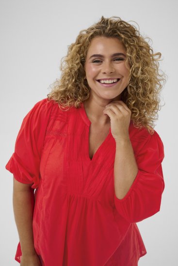 Kaffe Curve Karlia 3/4 Sleeve Blouse Red - Bluze - 
