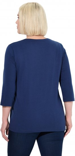 Ulla Popken Decorative Plant 3/4 Sleeve T-Shirt Ink Blue - Tiskana majica za žene - 