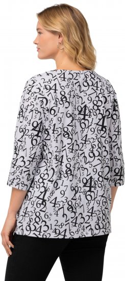 Ulla Popken Number Print 3/4 Sleeve Tee Snow White - Tiskana majica za žene - 