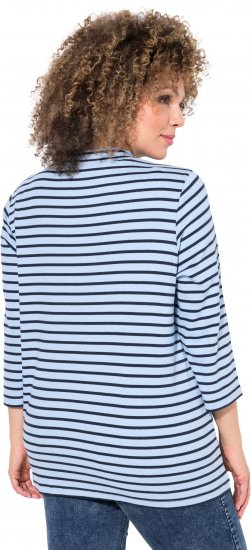 Ulla Popken Striped 3/4 Sleeve Turtleneck Tee Light Blue - Tiskana majica za žene - 