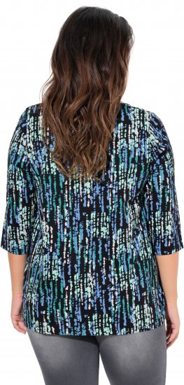 Ulla Popken Graphic Print Square Neck Tee Black - Tiskana majica za žene - 