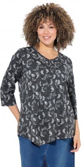 Ulla Popken Asymmetric Cowboy Boot Print Tee Black - Tiskana majica za žene - 