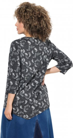 Ulla Popken Asymmetric Cowboy Boot Print Tee Black - Tiskana majica za žene - 
