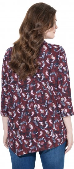 Ulla Popken Asymmetric Cowboy Boot Print Tee Dark Ruby - Tiskana majica za žene - 