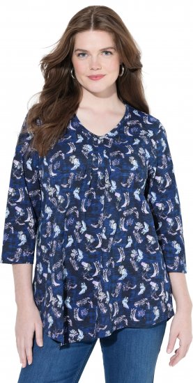 Ulla Popken Asymmetric Cowboy Boot Print Tee Dark Blue - Tiskana majica za žene - 